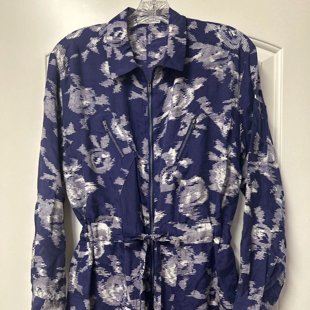 Equipment Jumpsuit 100% Silk Zipper Pocket Details Floral Print Tie Waist SmallT